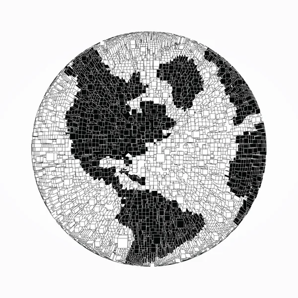 Globo pixel in bianco e nero — Vettoriale Stock