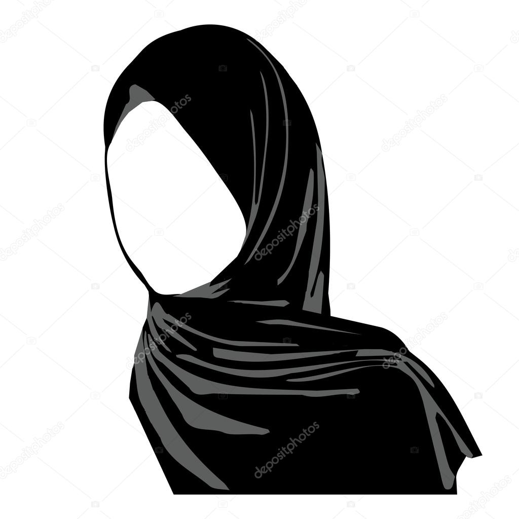 Hijab wearing logo. Islamic traditional clothes. icon of hijab. Eastern Womens Clothing logo. Arab headscarf. vector illustration hijab girl.