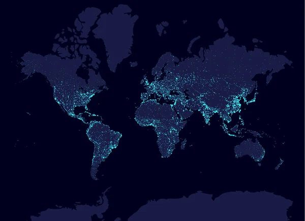 Jorden Natten Världs Karta Earth Day Koncept Världens Befolkning Största — Stock vektor