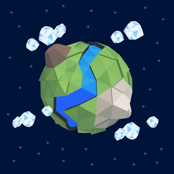 Lowpoly planeta abstracto — Vector de stock