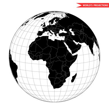 Afrika küre yarımküresi. Uzay simgesinden dünya görünümü.