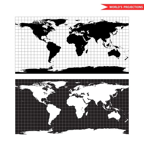 Mapa świata równoodległościowe. — Wektor stockowy
