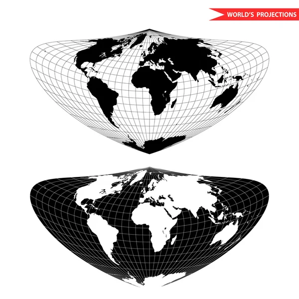 Bonne världen kartprojektion — Stock vektor