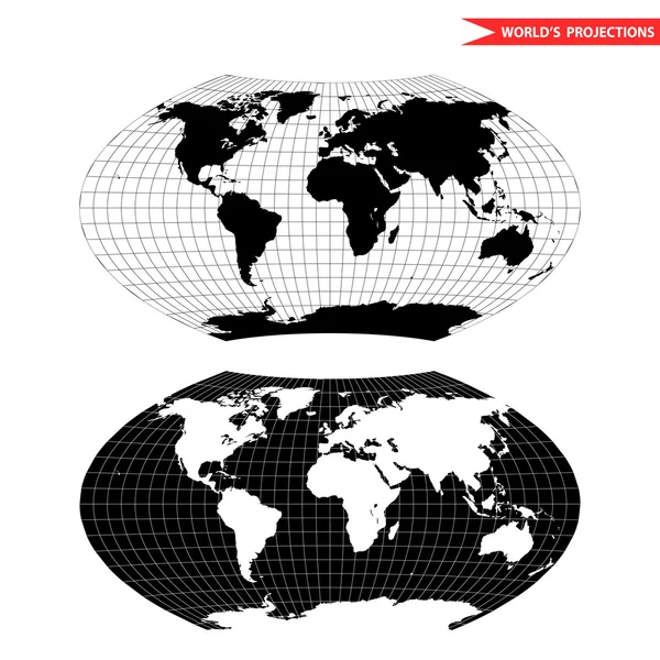 Aitoff världen kartprojektion. — Stock vektor