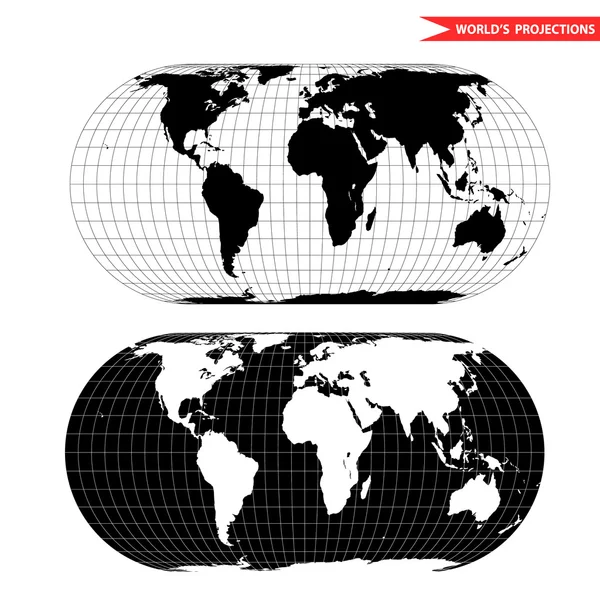 Eckert-Weltkartenprojektion. — Stockvektor