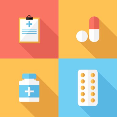 Flat design  medicine icons.