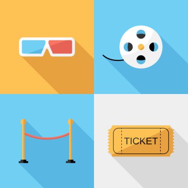 düz tasarım sinema simgeler.