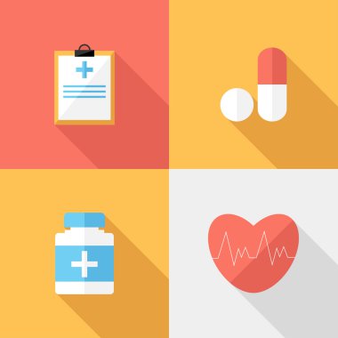 Flat design medicine icons.