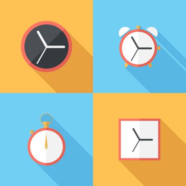 Flat design  clock icons