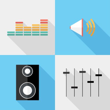 music icons Flat design style