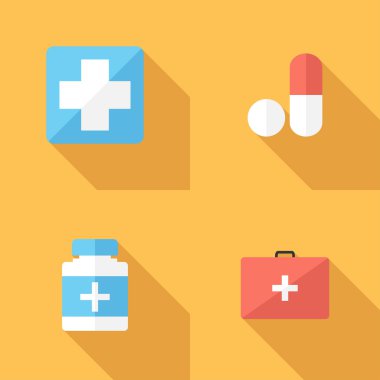 Flat design medicine icons.