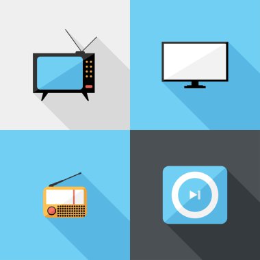 Flat radio and TV icons