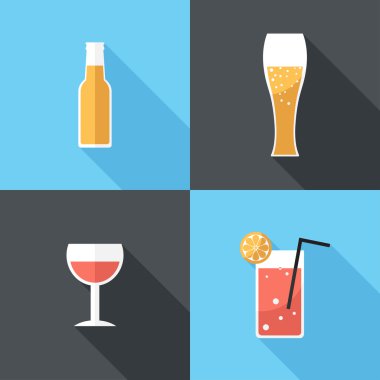 Beer and cocktail icons.
