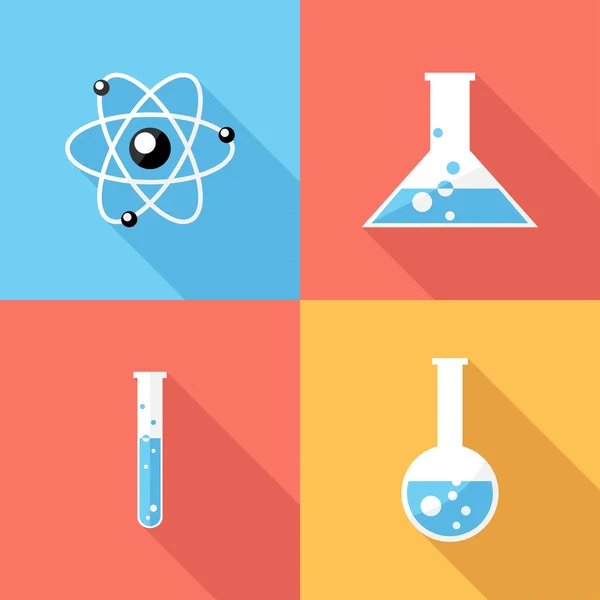 Molekylen och laboratorium kolven ikoner. — Stock vektor