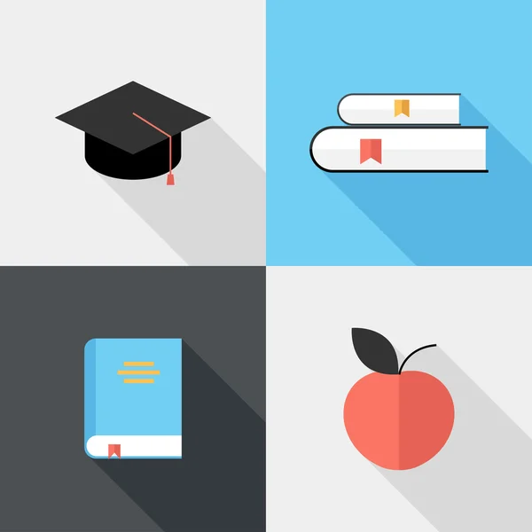 Iconos de educación de diseño plano . — Vector de stock