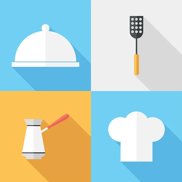 Icônes de restaurant design plat . — Image vectorielle