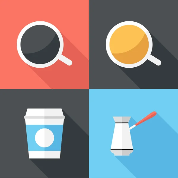 Flat design coffee cup icons.