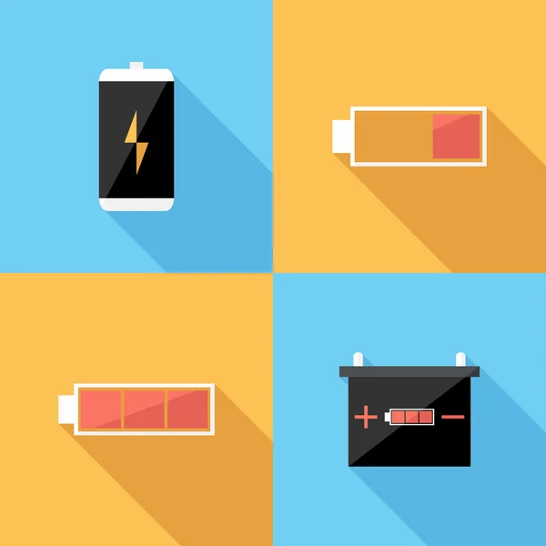 Flat design  battery icons. — Stockvector