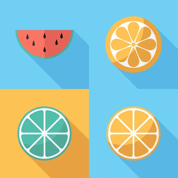 Style design plat Fruits icônes — Image vectorielle