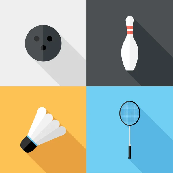 Bádminton e iconos de bolos . — Vector de stock