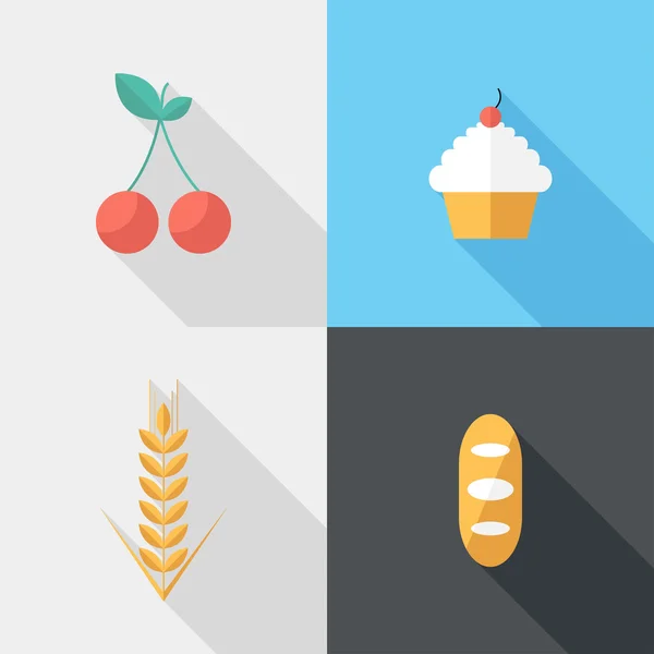 Flat design style food icons. — Stok Vektör