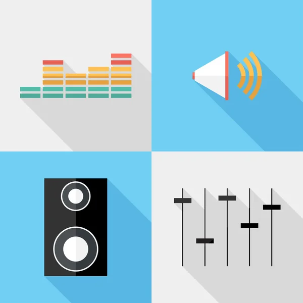 Music icons Flat design style — Stock Vector