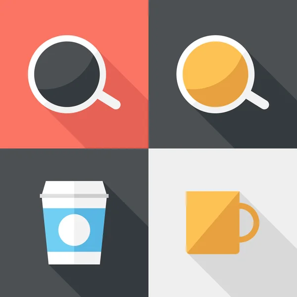 Diseño plano tazas de café iconos . — Vector de stock