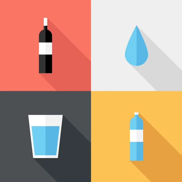 Water and wine icons. — Stockvector