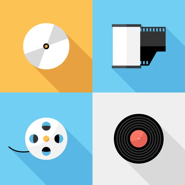 Platte ontwerp Multimedia pictogrammen. — Stockvector