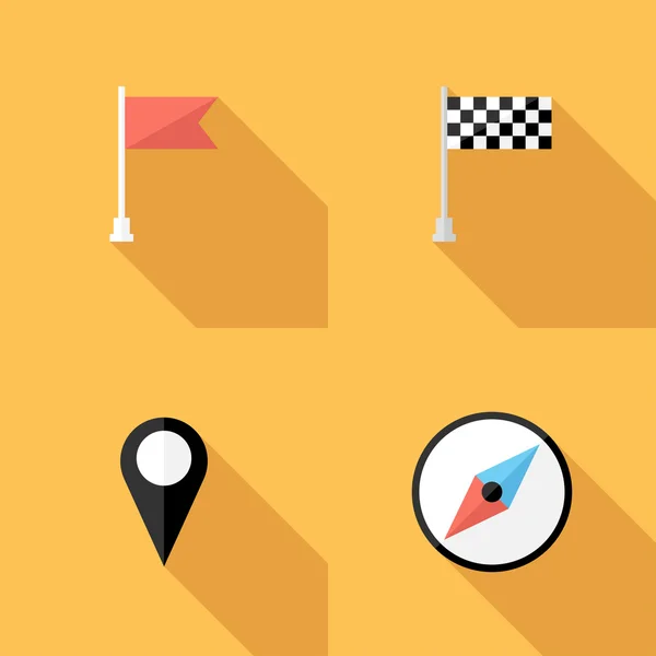 Compass and flag icons — 스톡 벡터