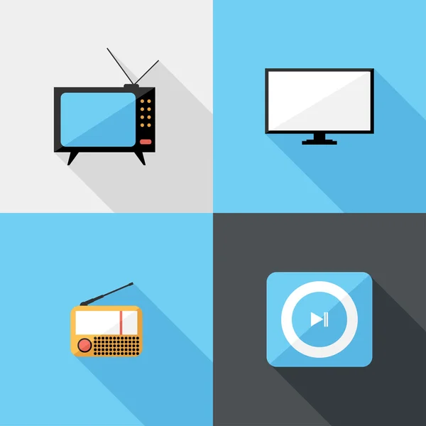 Iconos de radio plana y TV — Vector de stock