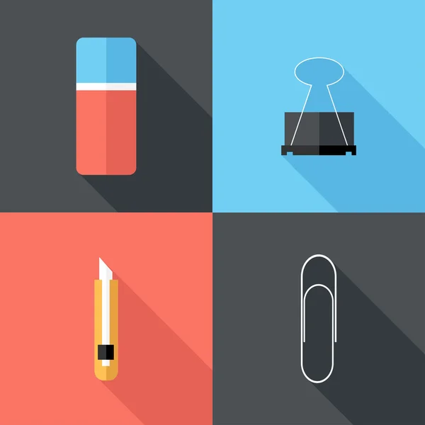 Flat design  Stationery icons. — ストックベクタ