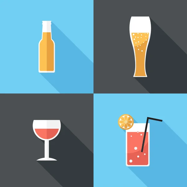 Iconos de cerveza y cóctel . — Vector de stock
