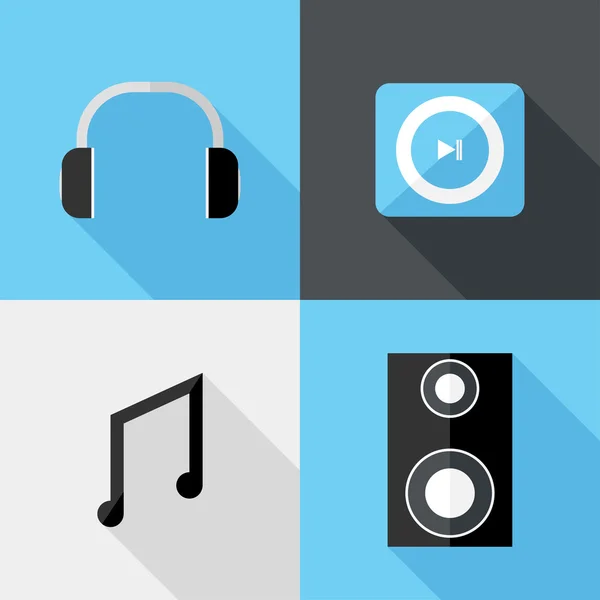 Flat design  music icons Royaltyfria illustrationer