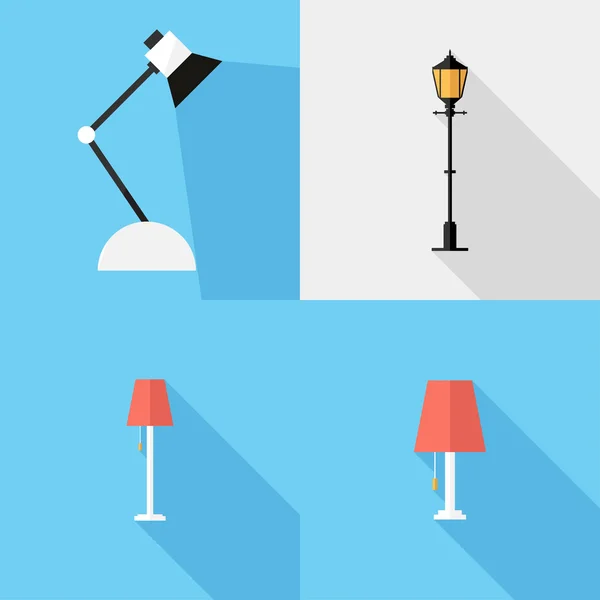 Flat Light fixture icons. Stockillustration