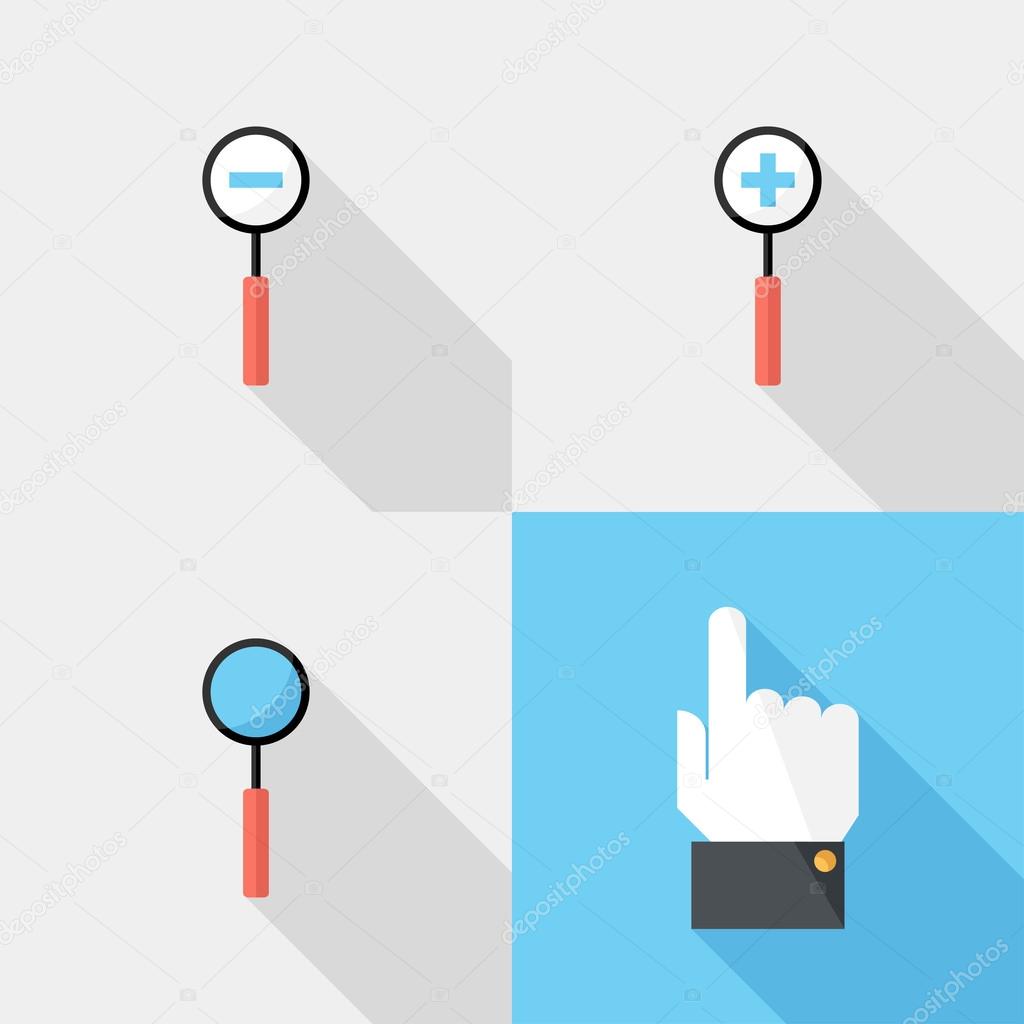 hand and zoom icons.