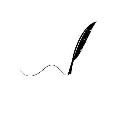 Tüy tüy kalem simgesi, klasik kırtasiye illüstrasyonu.