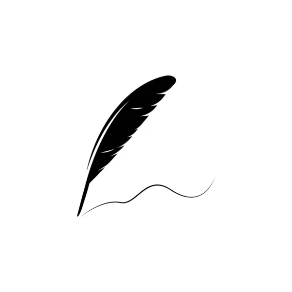 Feather Quill Pen Icon Classic Stationery Illustration — Stock Vector