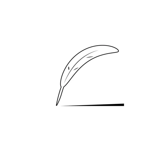 Tüy Kalem Logosu Illüstrasyon Tasarımı — Stok Vektör