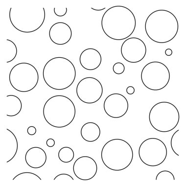 Abstract Black Circles of Varying Sizes on White Background