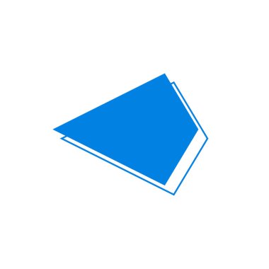 Angled Azure Shape with Thin Outline on White Background