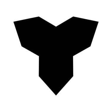 Abstract Black Geometric Shape with Three Points on a White Back