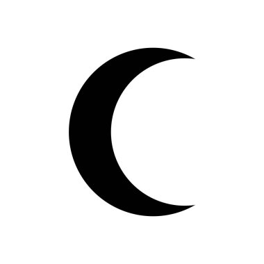 Simple Black Crescent Moon Silhouette Against a Pure White Backg