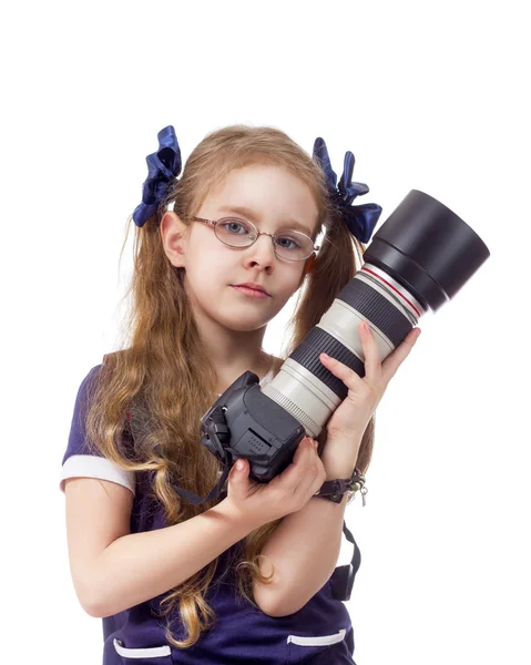 Little girl with a camera — Stock Photo, Image