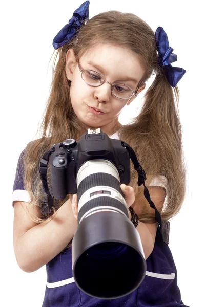 Little girl with a camera — Stock Photo, Image