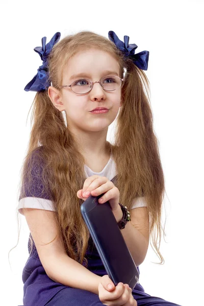 Little girl and computer — Stock Photo, Image