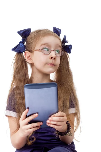 Little girl and computer — Stock Photo, Image