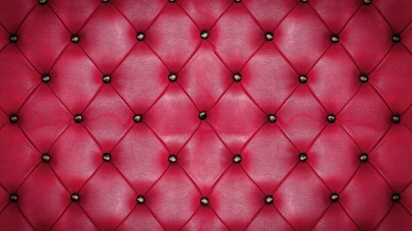 Textur Rött Quiltat Läder Med Nitar Nära Håll — Stockfoto