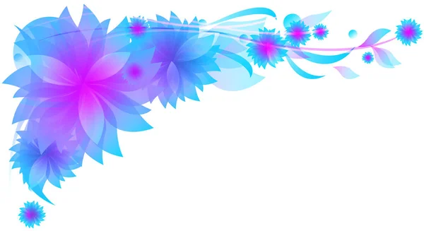 하얀 배경에 따로 떨어져 있는 푸른 색조의 꽃무늬 장식 — 스톡 사진