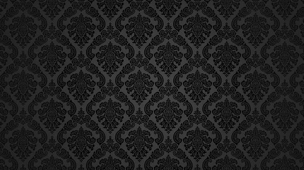 Gray Black Floral Pattern Old Style Black Background — Stock Photo, Image